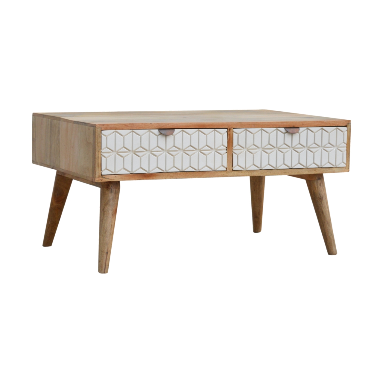 Sleek White Carved Coffee Table - Image 3