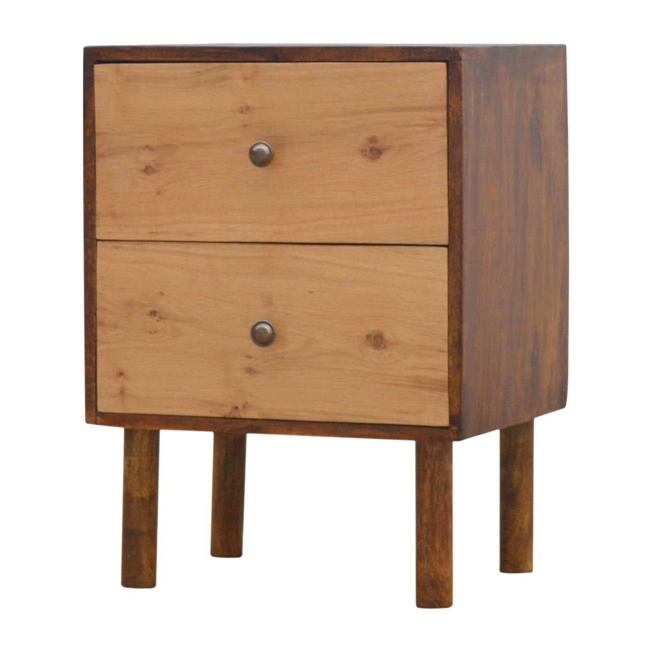 Oak Front 2 Drawer Bedside - Image 2