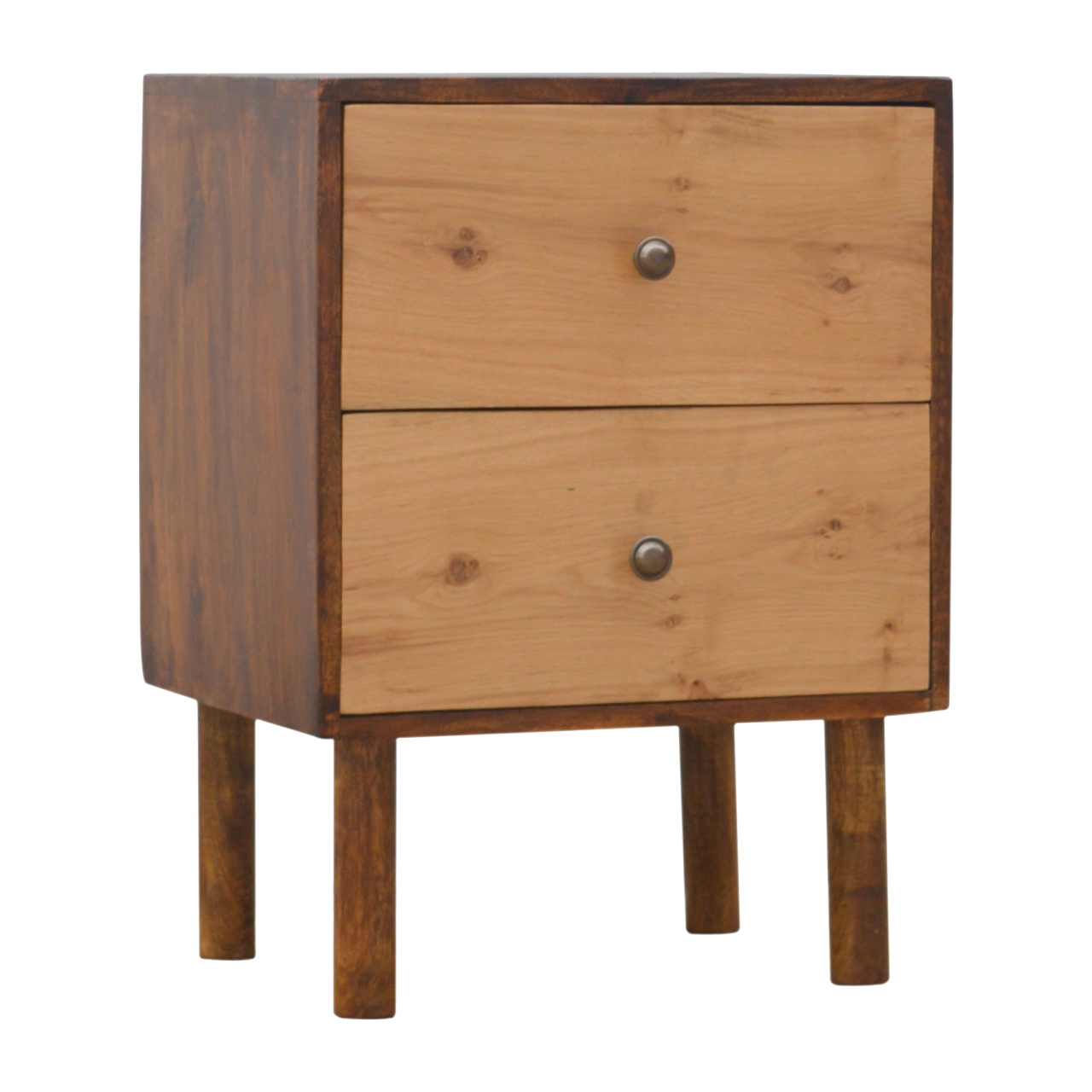 Oak Front 2 Drawer Bedside - Image 3