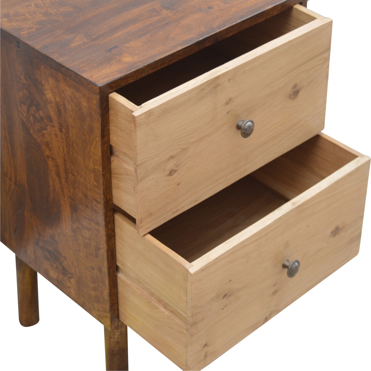 Oak Front 2 Drawer Bedside - Image 5