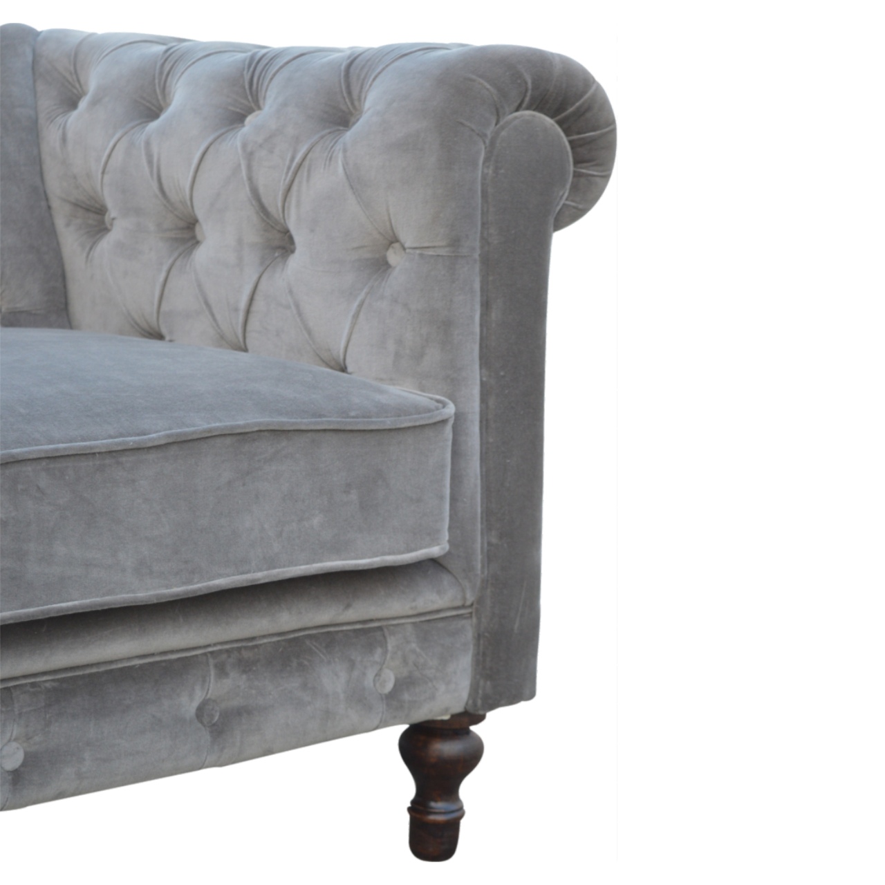 Grey Velvet Chesterfield Sofa - Image 5