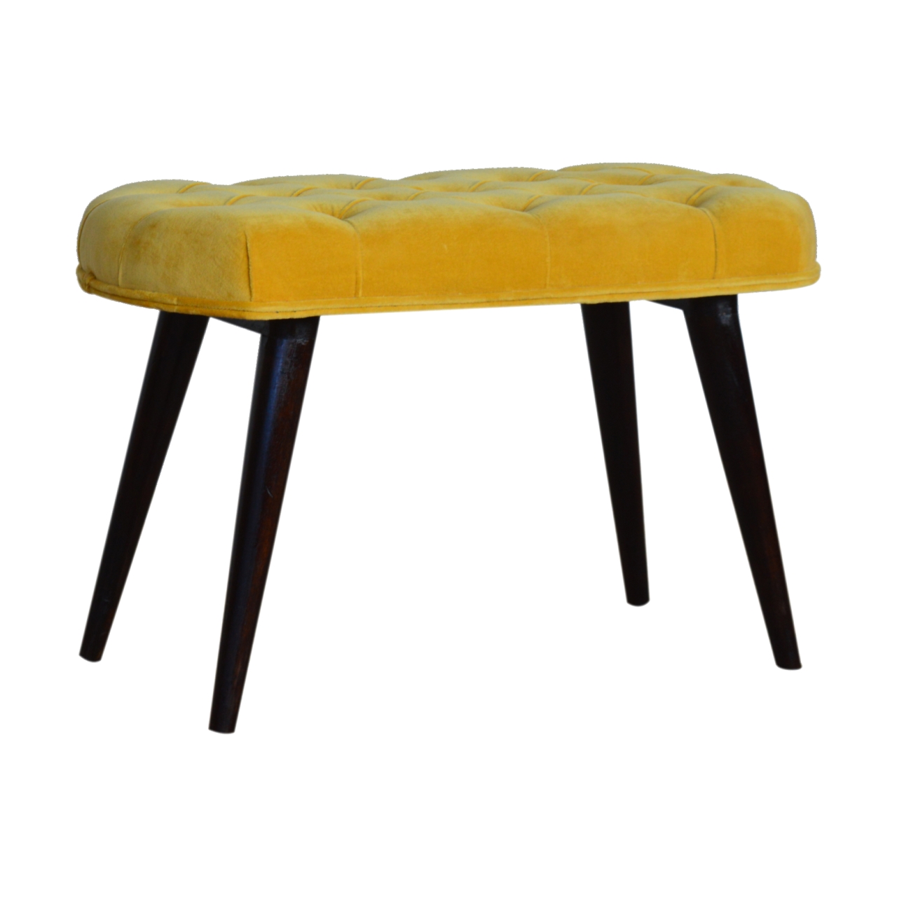 Mustard Velvet Deep Button Bench - Image 2