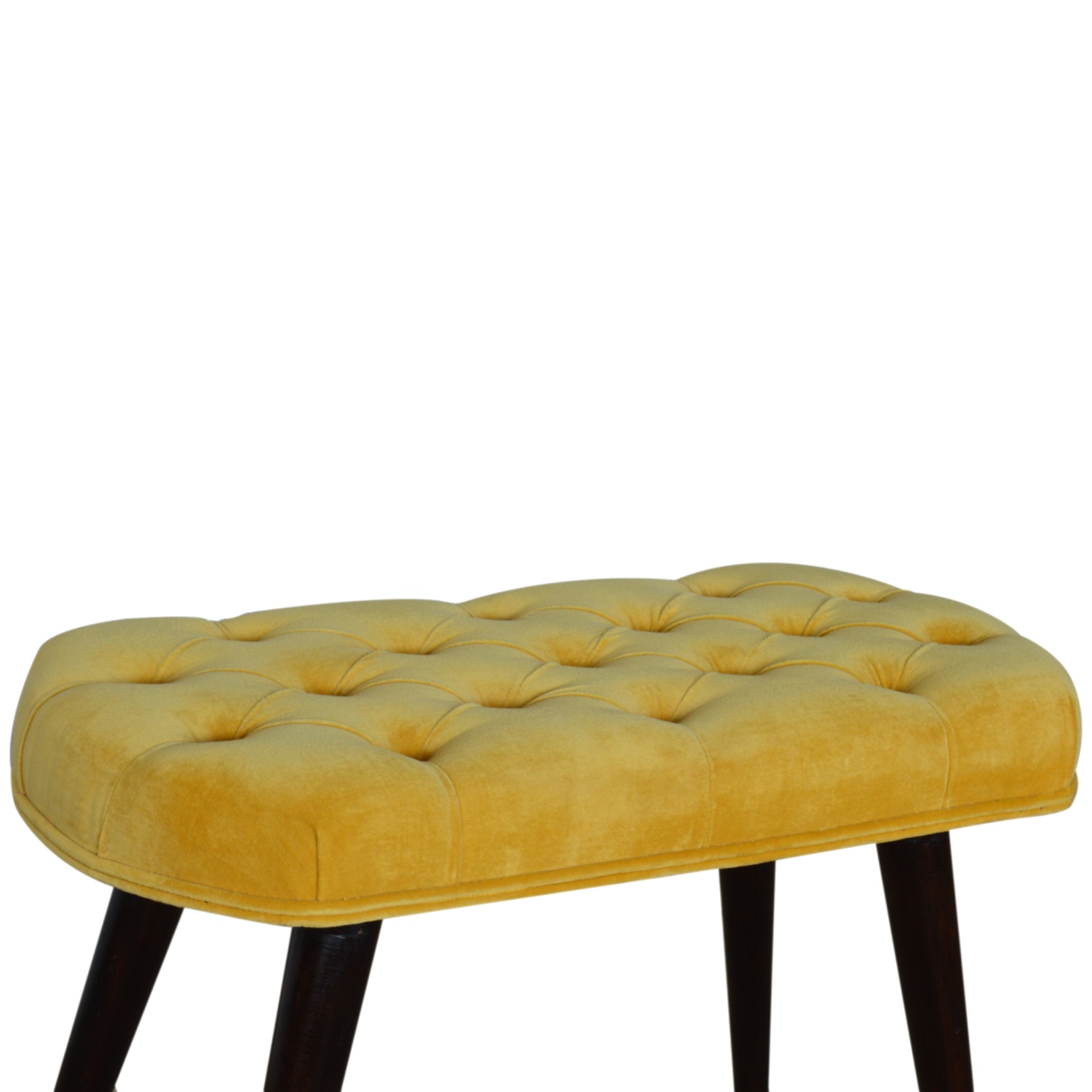 Mustard Velvet Deep Button Bench - Image 3
