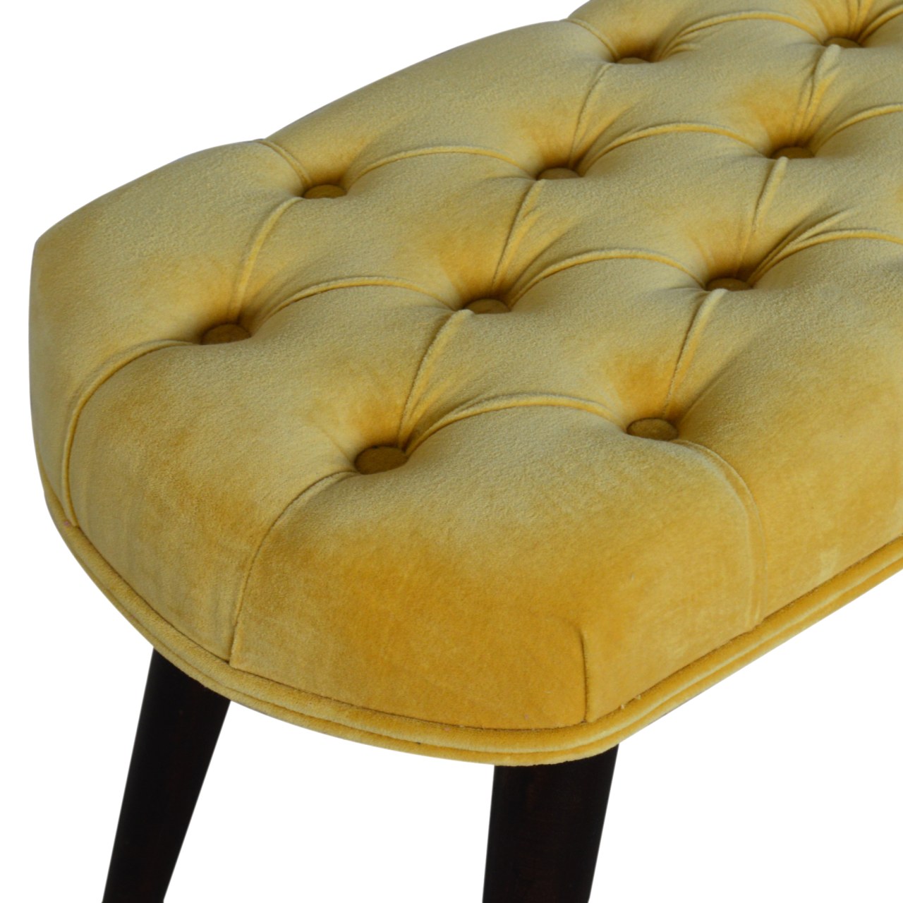 Mustard Velvet Deep Button Bench - Image 4