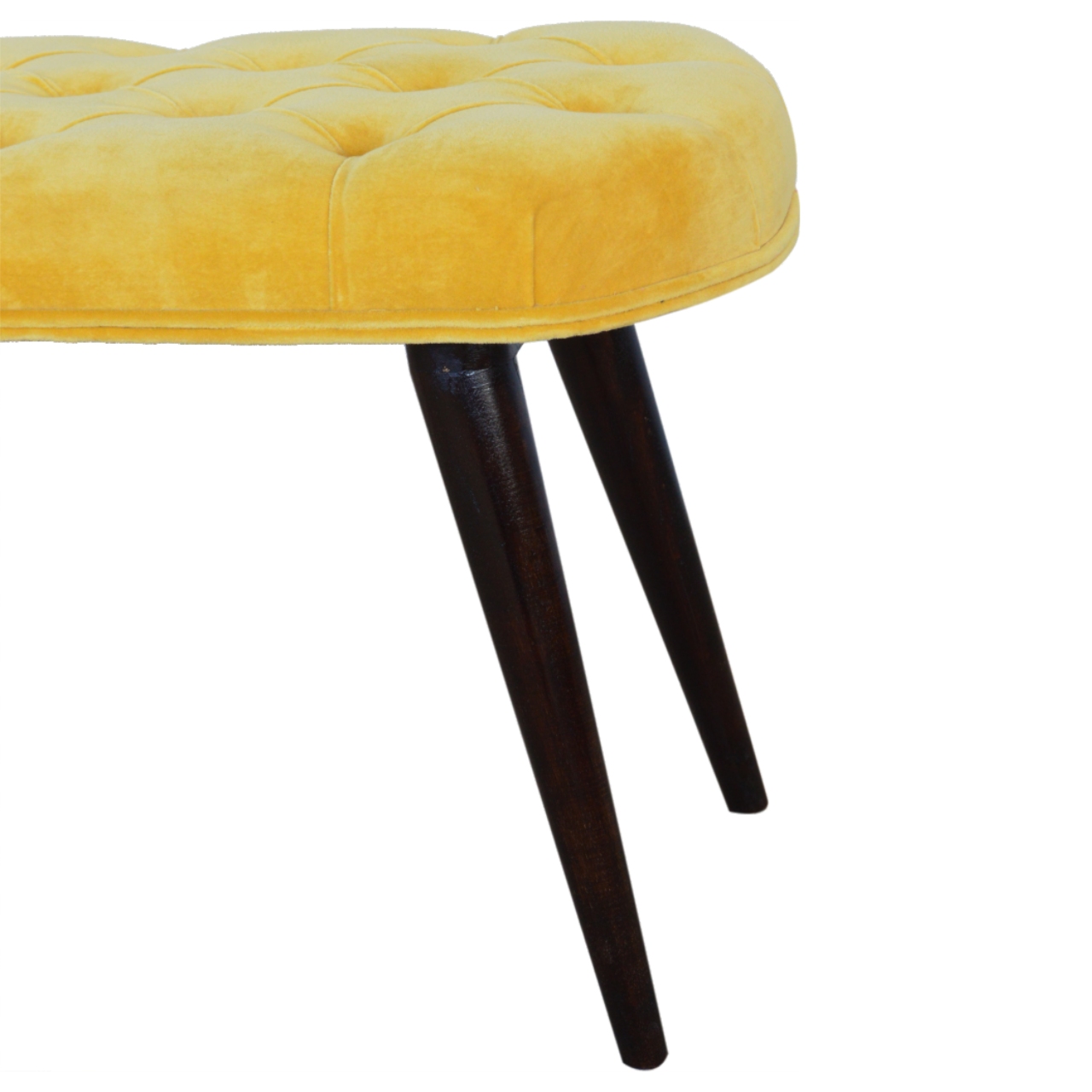 Mustard Velvet Deep Button Bench - Image 5