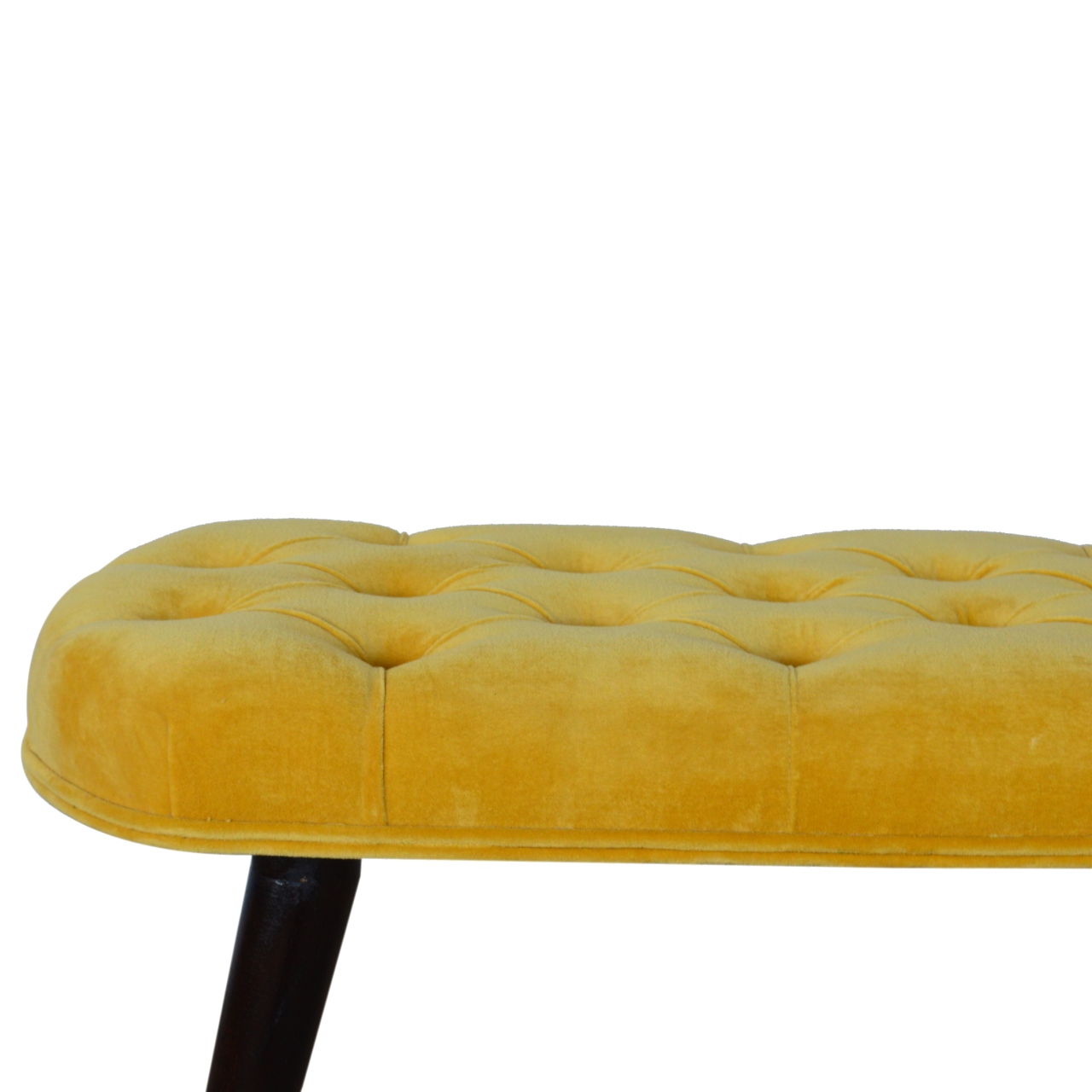 Mustard Velvet Deep Button Bench - Image 7