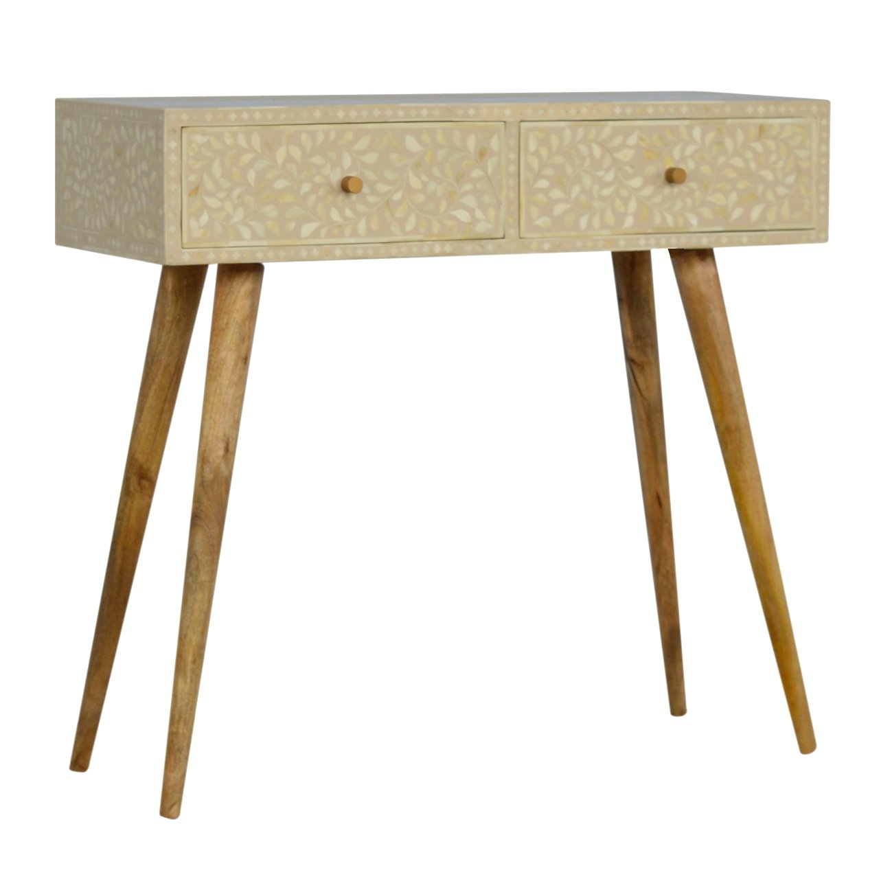 Floral Bone Inlay Console Table - Image 2