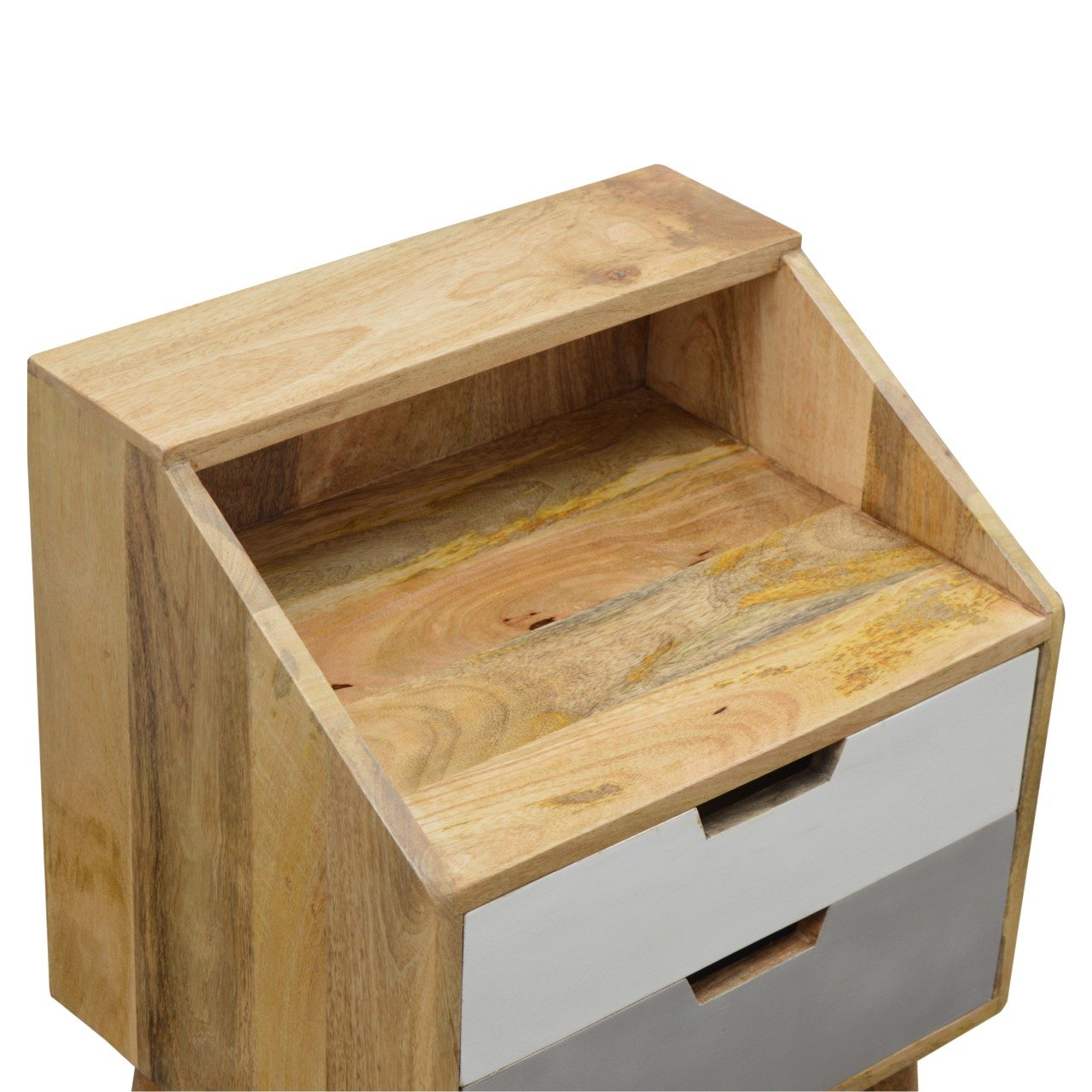 White and Grey Raised Bedside Table - Image 4