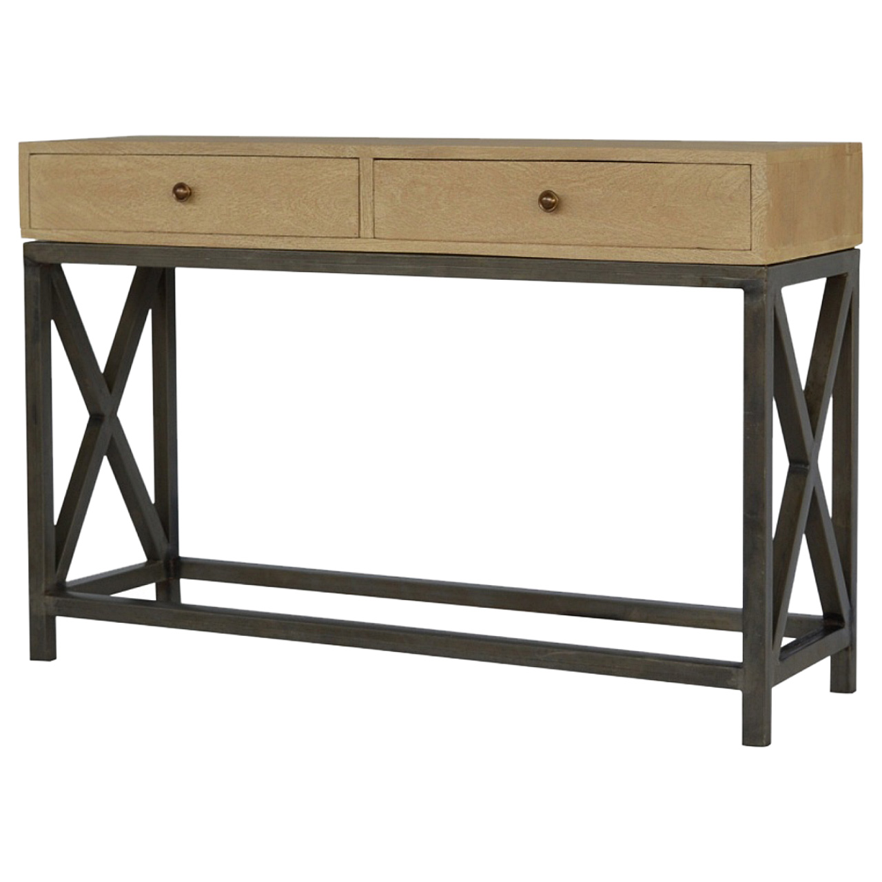 Mango Wood Metal Base Console Table - Image 2