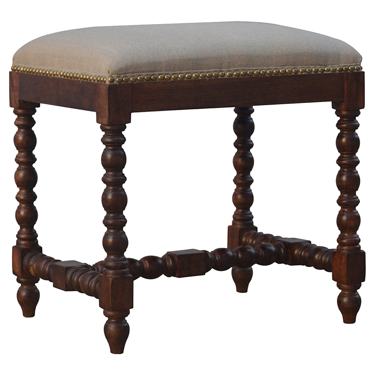 White Linen Occasional Footstool - Image 2