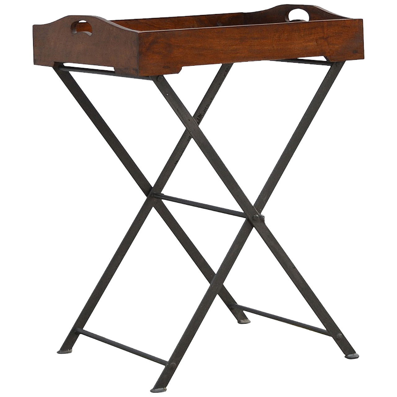 Wood Tray With Cross Iron Base - Image 2