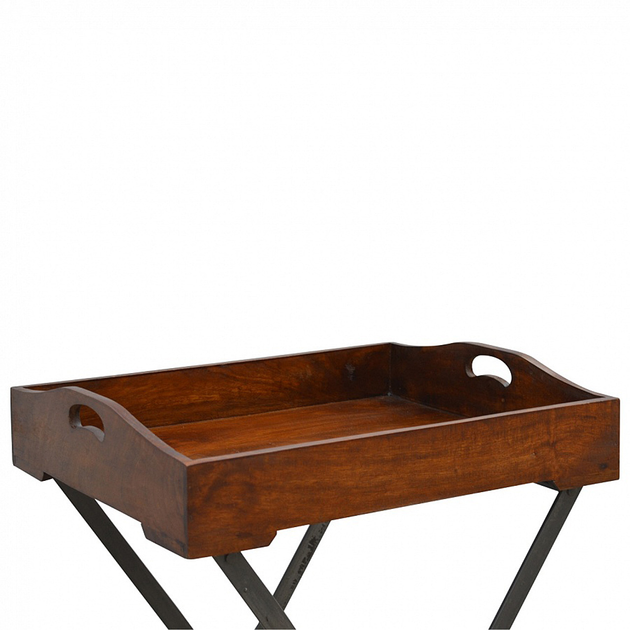 Wood Tray With Cross Iron Base - Image 3