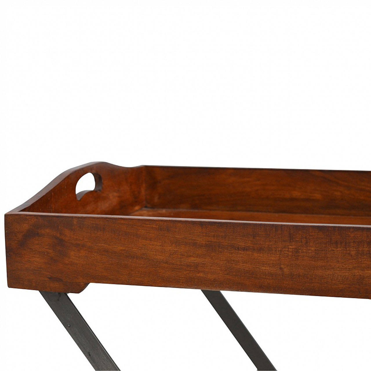 Wood Tray With Cross Iron Base - Image 4