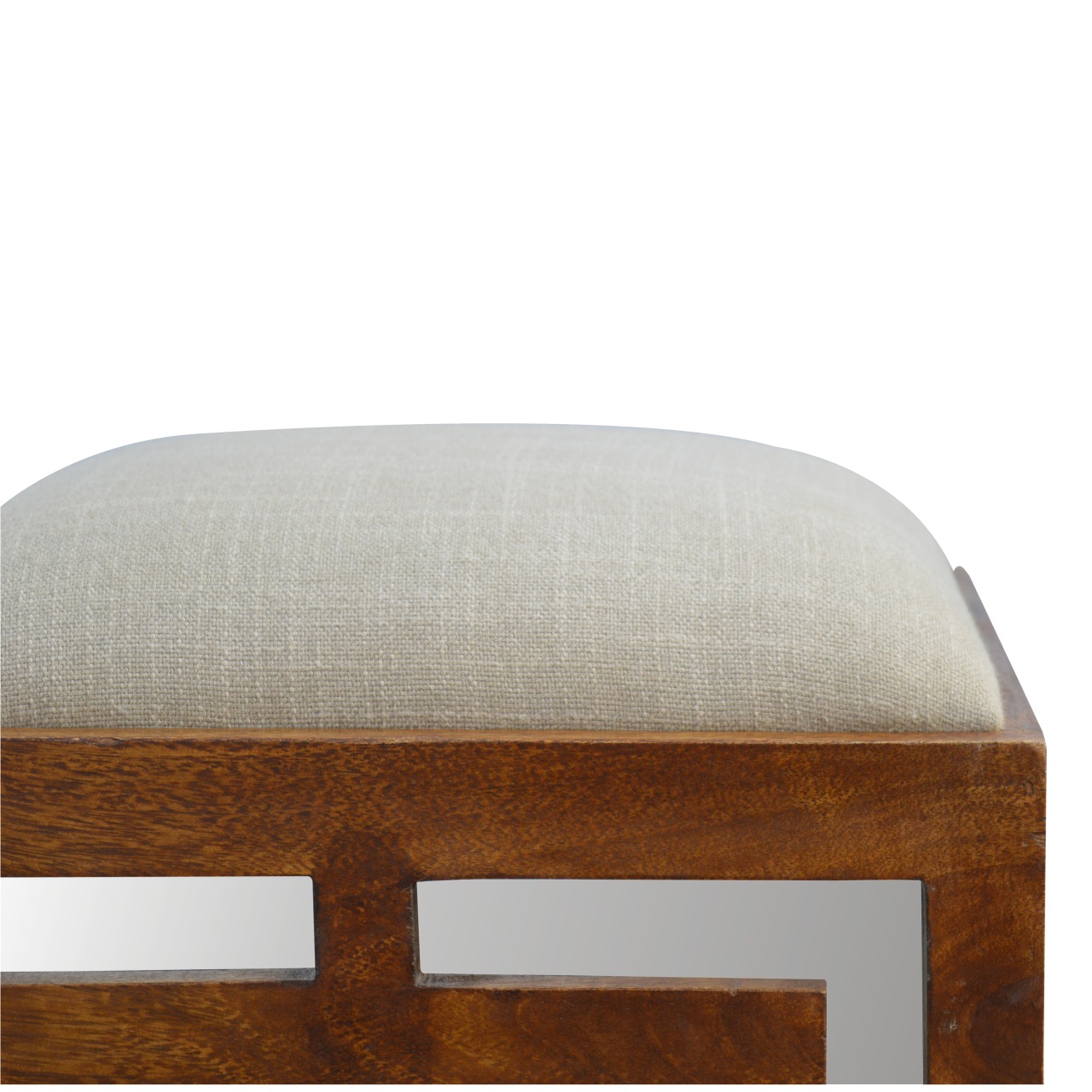Carved Linen Seat Footstool - Image 3