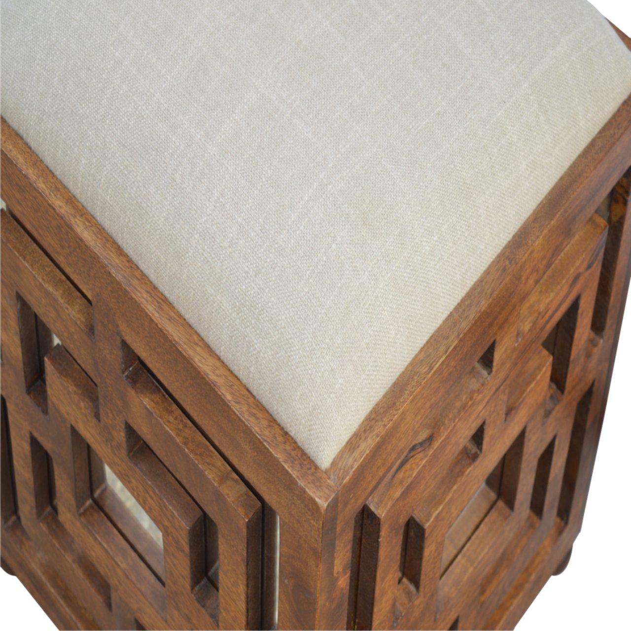 Carved Linen Seat Footstool - Image 5