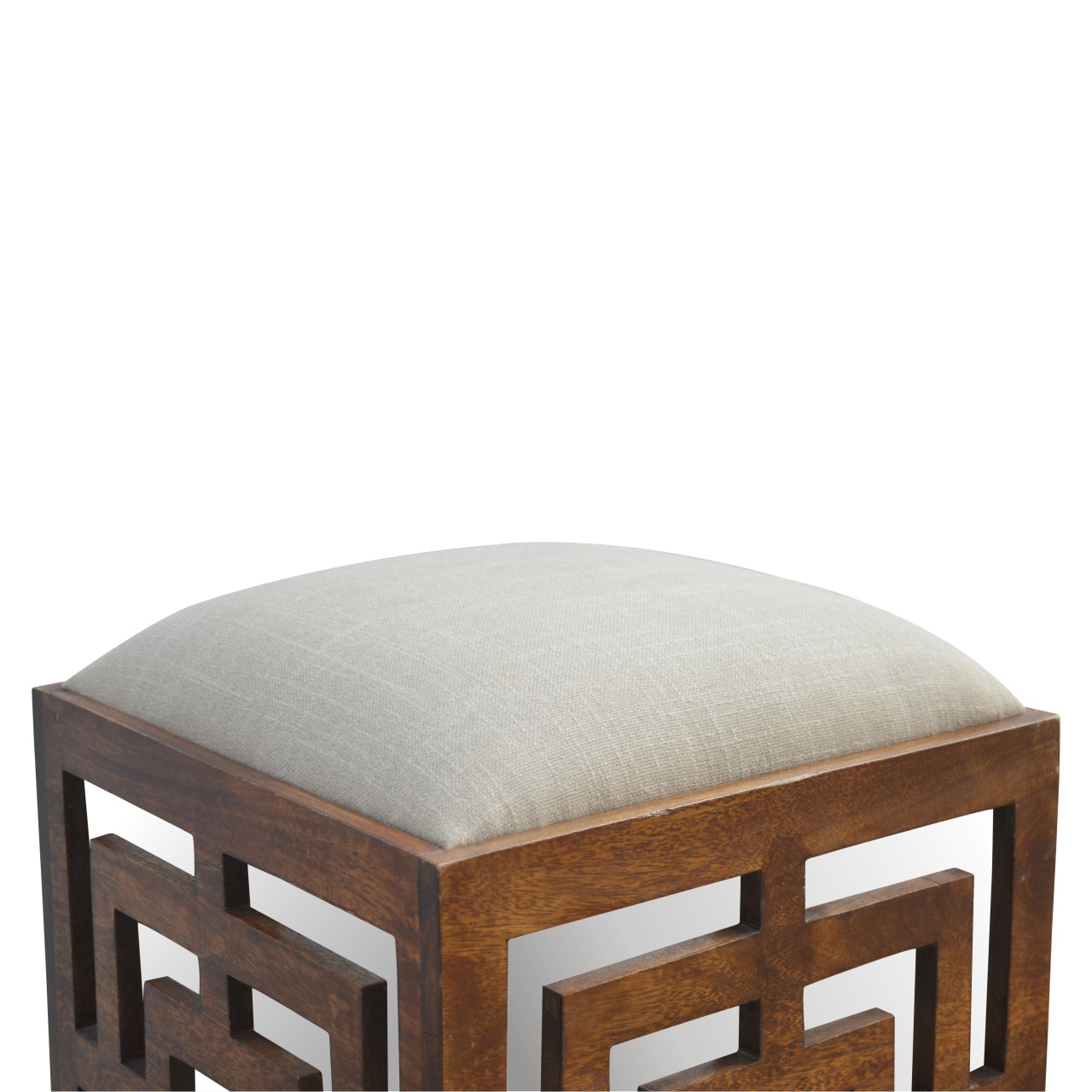 Carved Linen Seat Footstool - Image 6