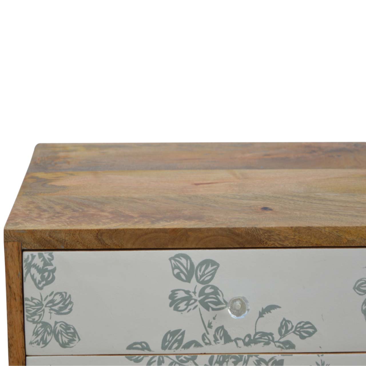 Green Floral Screen Printed Bedside - Image 4