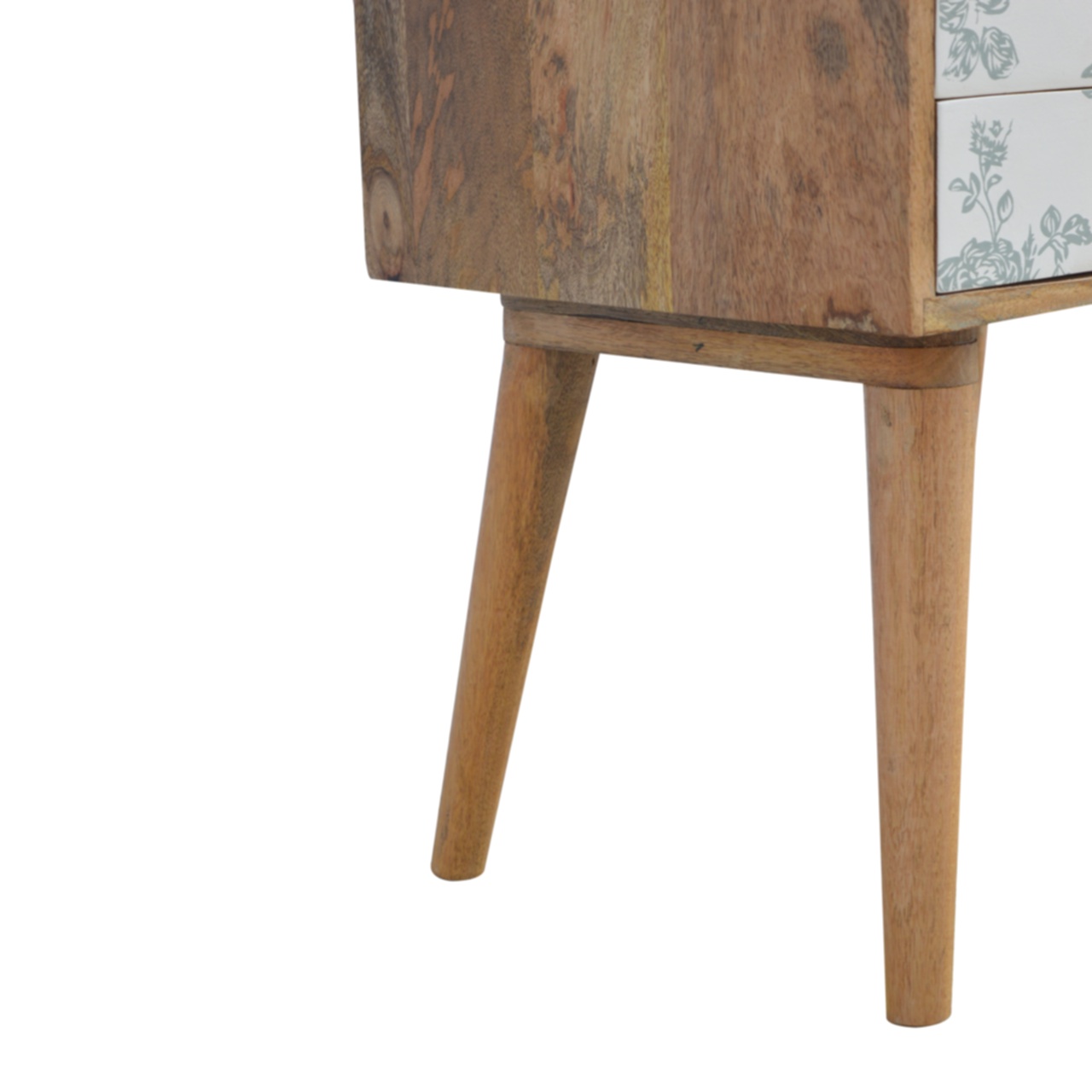 Green Floral Screen Printed Bedside - Image 6