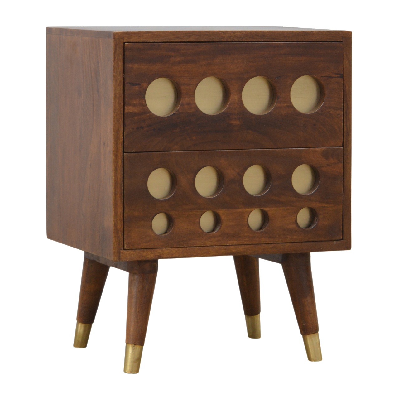 Chestnut Brass Cut-out Bedside - Image 3