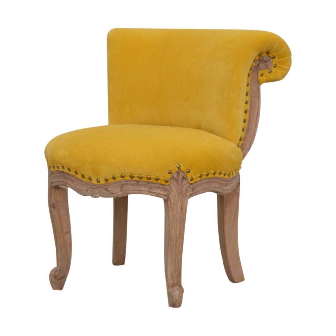 Mustard Velvet Studded Chair - Image 2