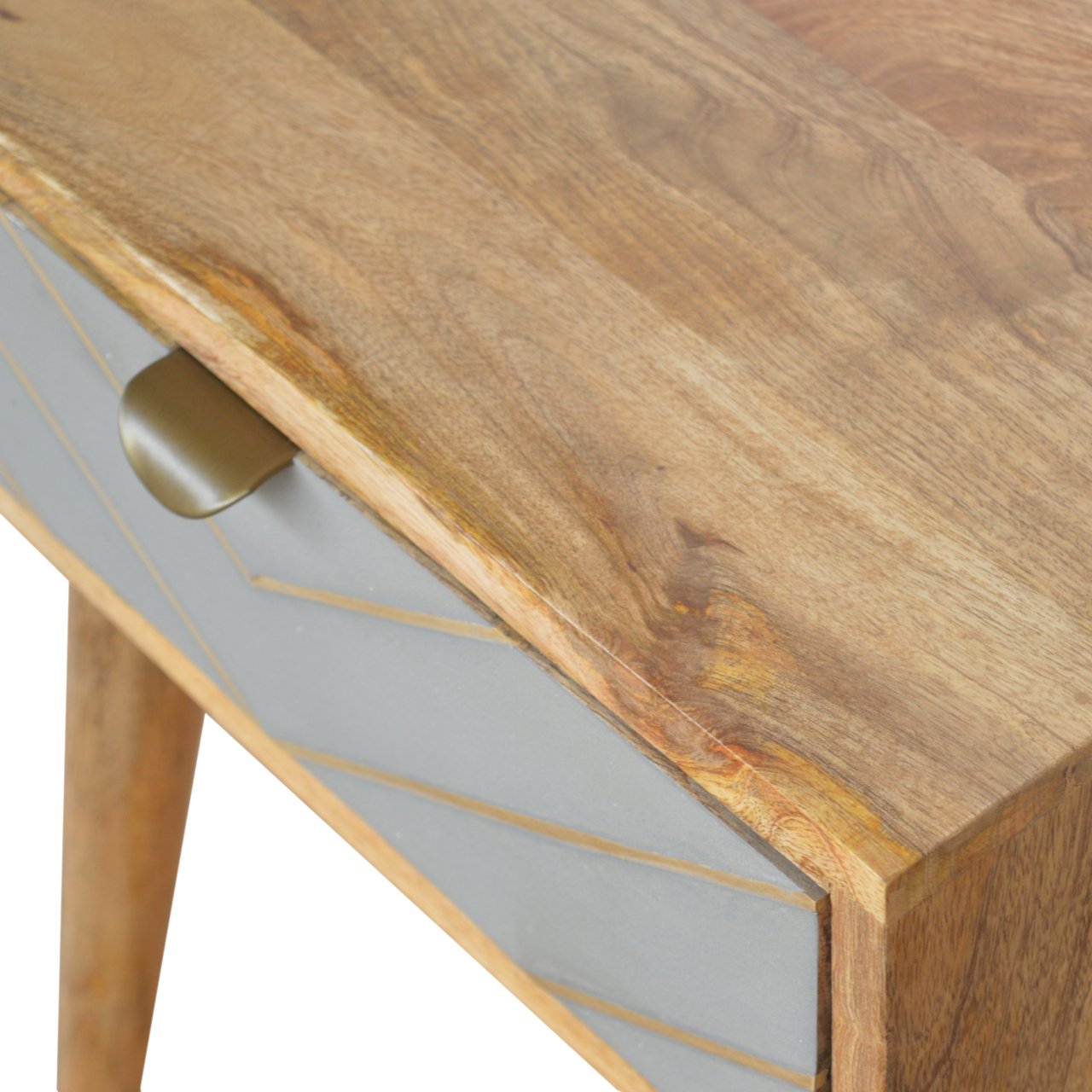 Sleek Cement Brass Inlay Bedside - Image 4