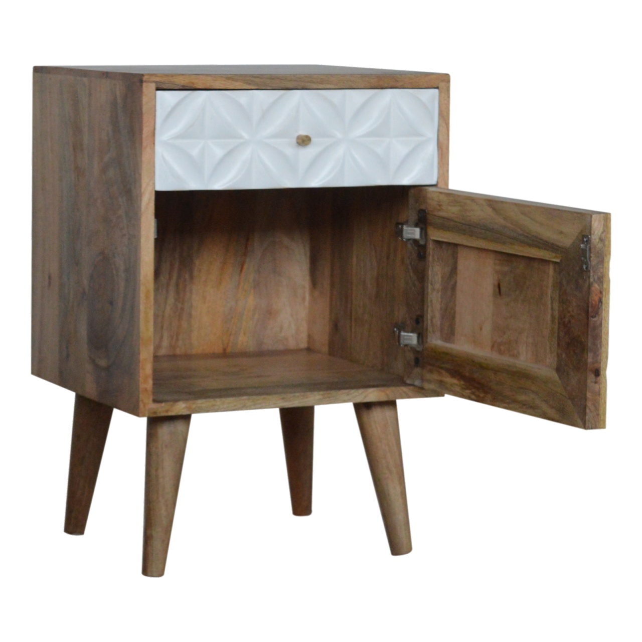 Daisy Carved 1 Door Bedside - Image 3