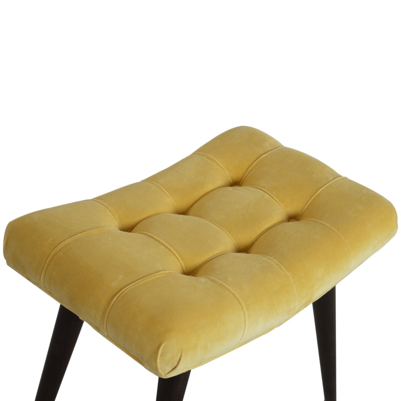 Mustard Cotton Velvet Curved Bench - Image 7