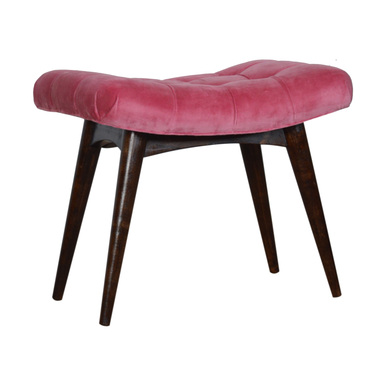 Pink Cotton Velvet Curved Bench - Image 2