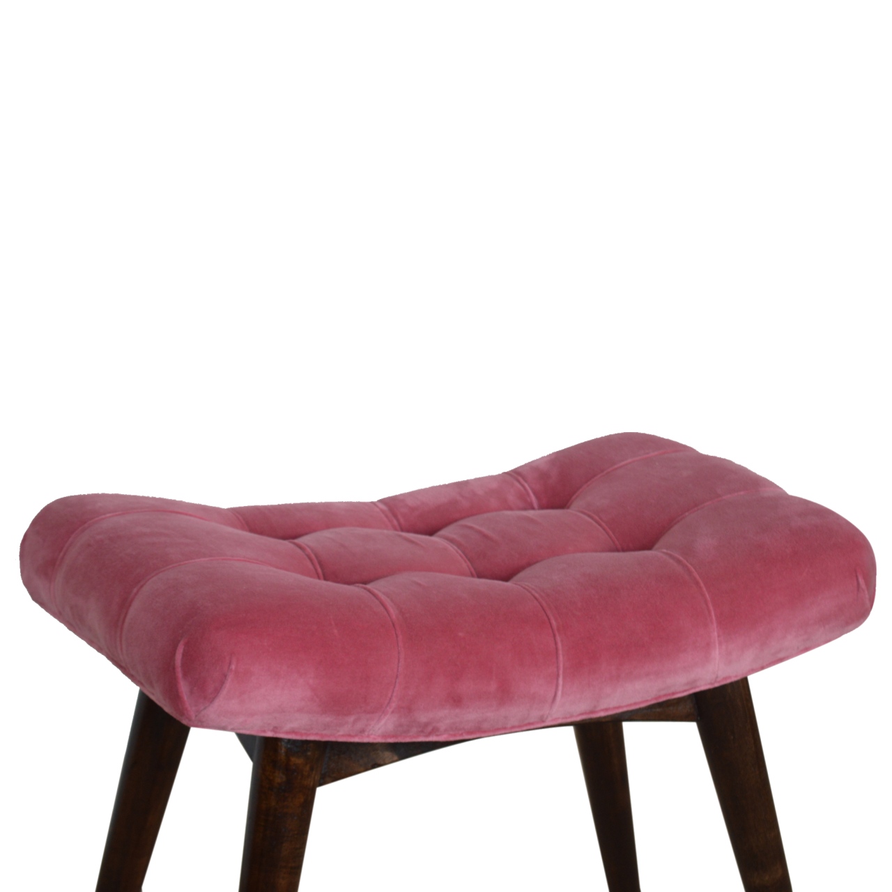 Pink Cotton Velvet Curved Bench - Image 6