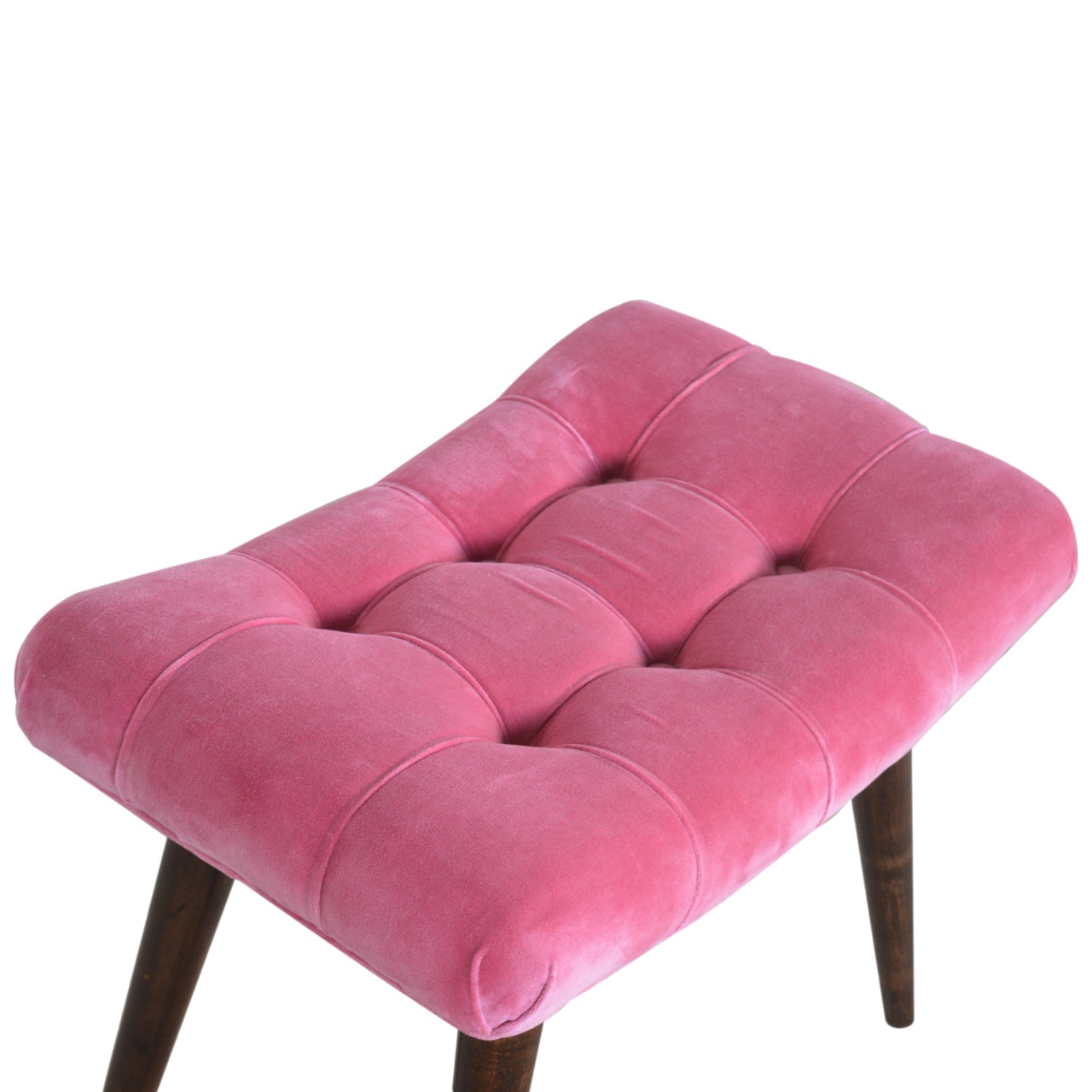 Pink Cotton Velvet Curved Bench - Image 7