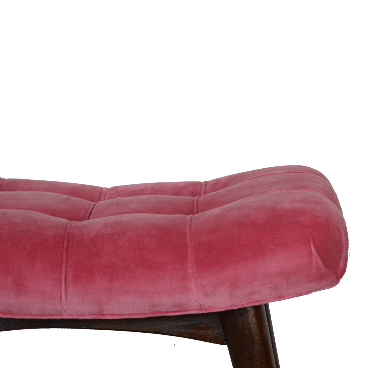 Pink Cotton Velvet Curved Bench - Image 3