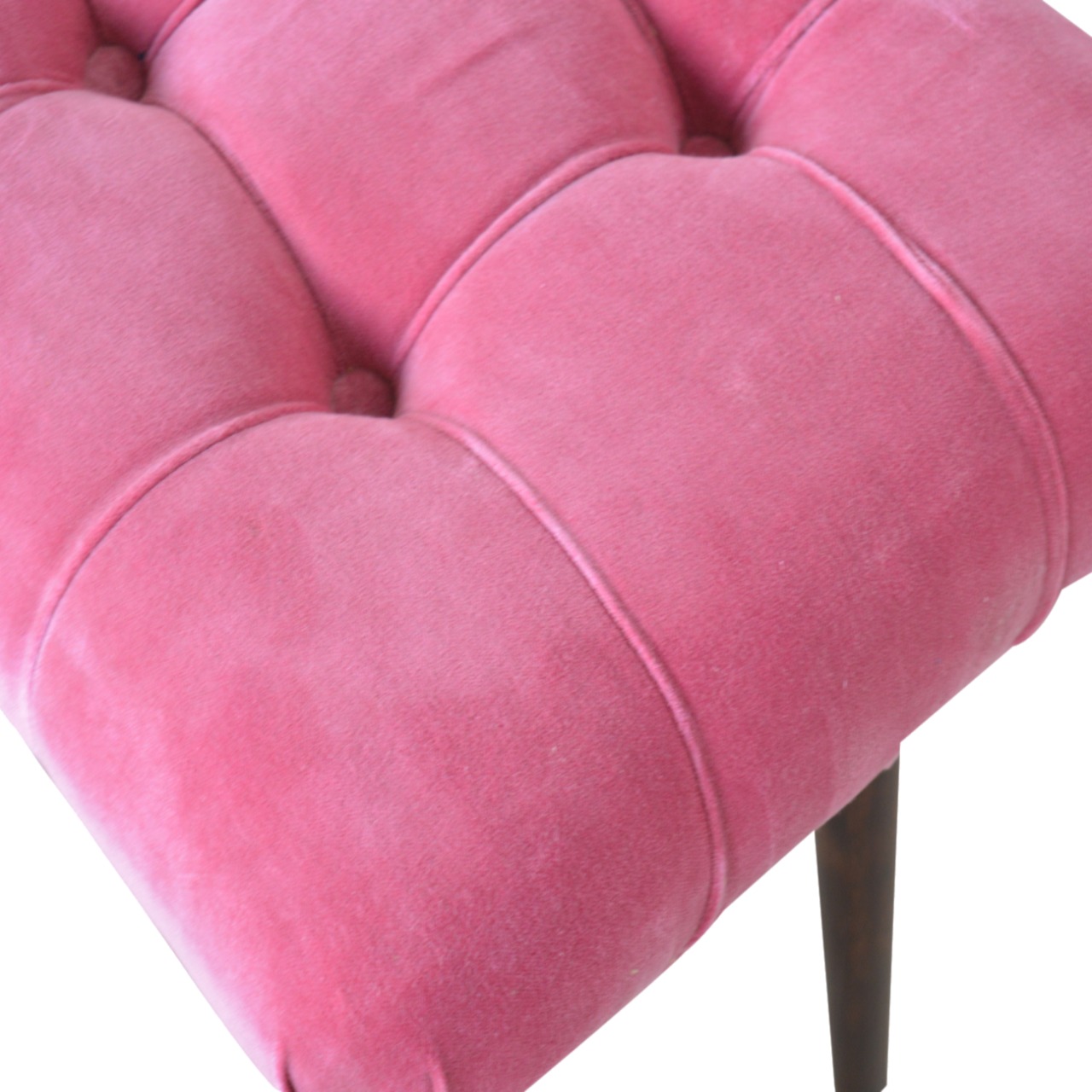 Pink Cotton Velvet Curved Bench - Image 4