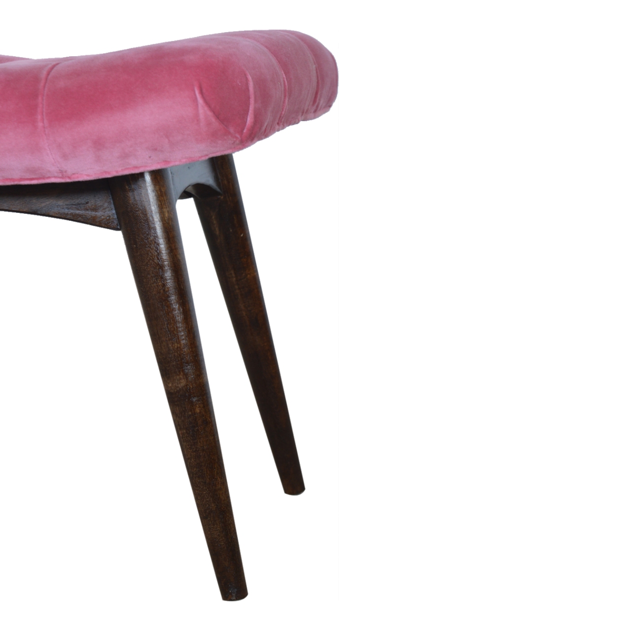 Pink Cotton Velvet Curved Bench - Image 5
