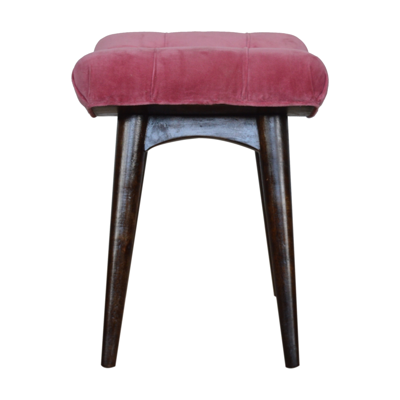 Pink Cotton Velvet Curved Bench - Image 8